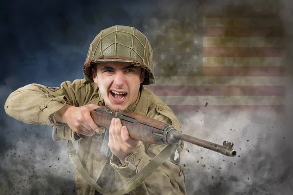 Soldato americano ww2 attacco — Foto Stock