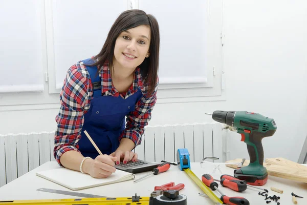 Portrait of  young woman carpenter — Stock Photo, Image