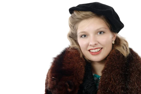 Retrato de una hermosa mujer con ropa vintage — Foto de Stock