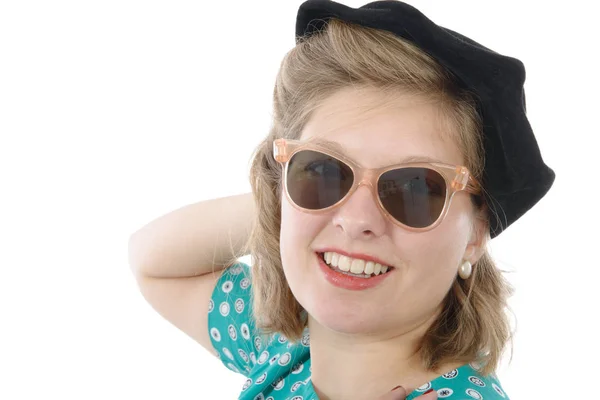 Retrato de una hermosa mujer con ropa vintage —  Fotos de Stock