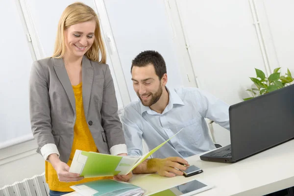 Attractive man and woman business at office — Stock Photo, Image