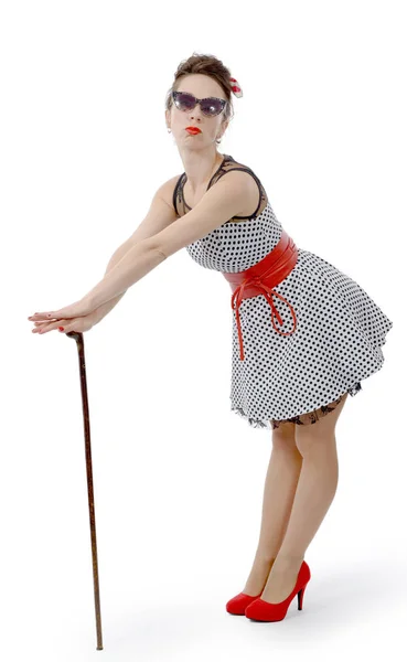 Schöne Frau, in Pin-up-Stil gekleidet — Stockfoto