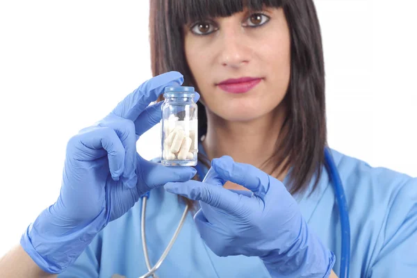 Doctor with pills in hand closeup — Stock Photo, Image