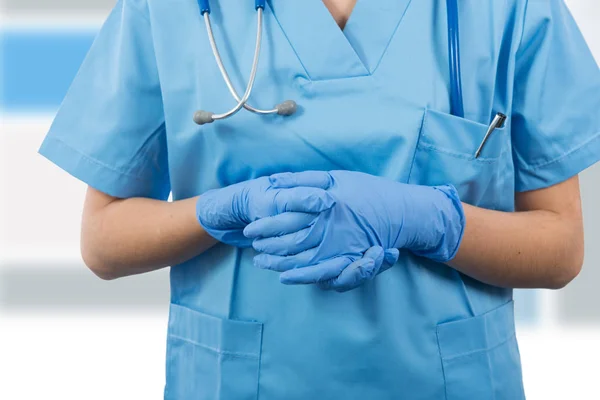 Doctor hands in medical gloves closeup — Stock Photo, Image