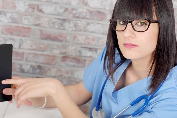 Closeup portrait of young female medical — Stock Photo, Image