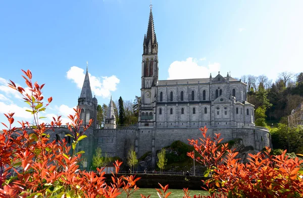 Uitzicht op de kathedraal in Lourdes, Frankrijk — Stockfoto