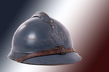french military helmet of the First World War on red white blue  clipart