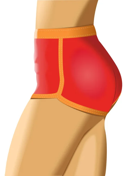 Närbild av välväxt kvinnans skinkor i färg shorts — Stockfoto