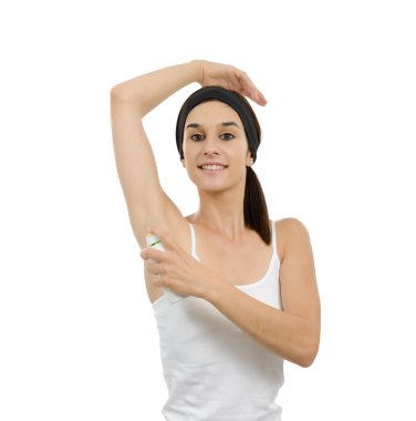 güzel antiperspirant deodorant, beyaz kadınla