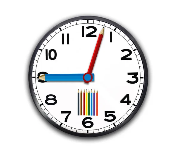 Clock with pencils, back to school concept — Stock Photo, Image