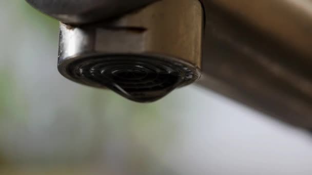 Nahaufnahme eines Wasserhahns, der tropft — Stockvideo