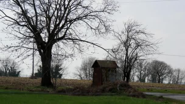 Деревня с домиком весной — стоковое видео