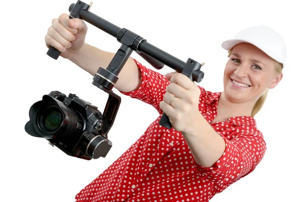 kadın kameramanların sabit cam kullanarak,