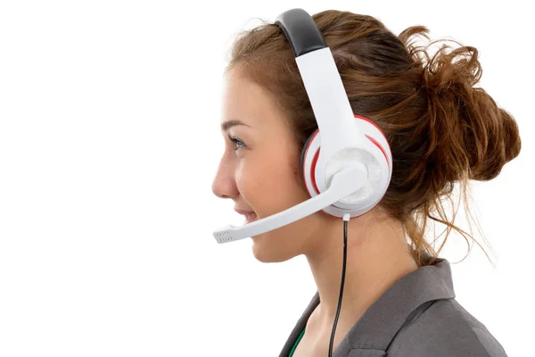 Woman with a headset — Stock Photo, Image