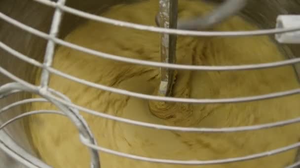 Dough kneading on a bread bakery production factory — Stock Video