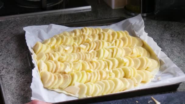 Яблочный пирог готов к приготовлению — стоковое видео