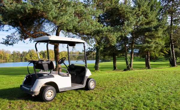 Carrinhos de golfe em um campo de golfe — Fotografia de Stock