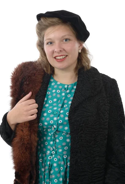 Mooie vrouw met kleren 1940 stijl — Stockfoto