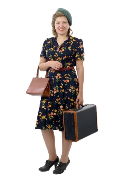 Mooie vrouw met kleren 1940 stijl — Stockfoto