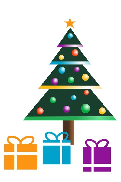 Vánoční stromeček s dárky, na bílém pozadí — Stock fotografie