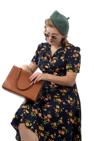 Mooie vrouw met kleren 1940 stijl — Stockfoto