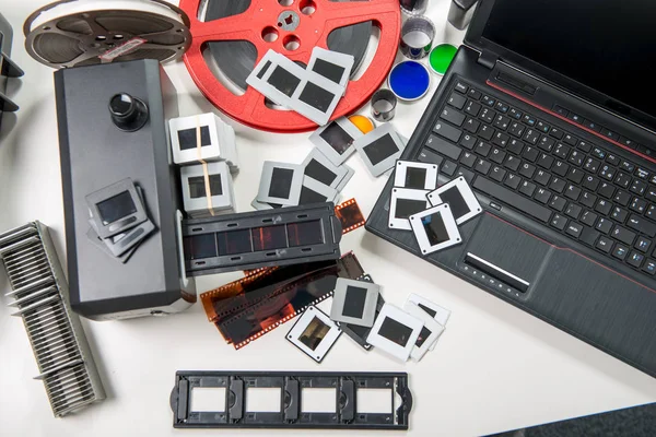 Scan slides and films to transform into digital data — Stock Photo, Image