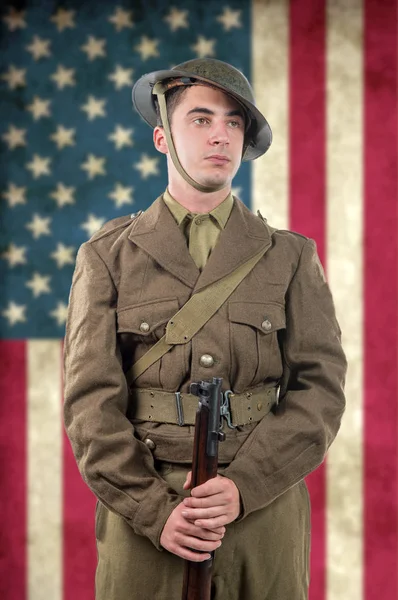 Amerikanischer Soldat im Ersten Weltkrieg. 1917 / 18. — Stockfoto
