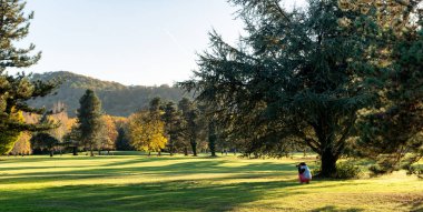 fotoğrafçı ile yeşil golf sahası görünümünü