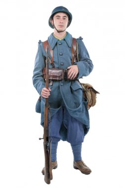 Beyaz bir arka plan üzerinde izole asker 1914 1918 Fransız