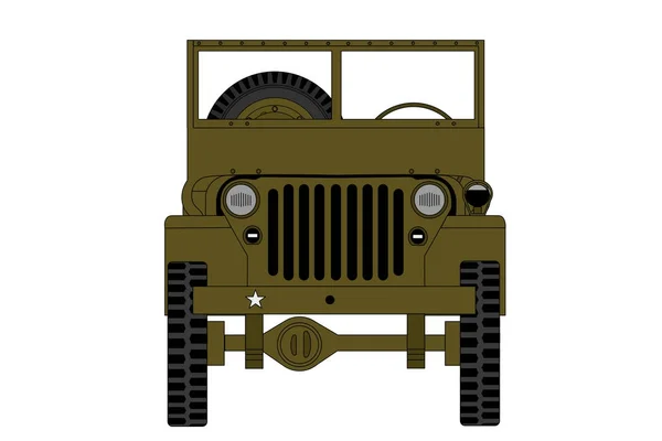 Vintage military car isolated on the white background — Stock Photo, Image
