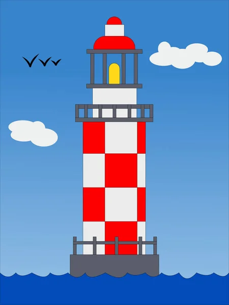 Lighthouse in the blue sky with clouds — Stock Photo, Image