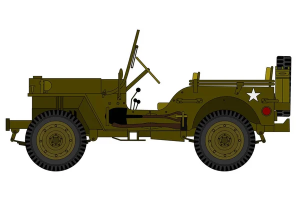 Beyaz arka plan üzerinde yalıtılmış bağbozumu askeri araç — Stok fotoğraf