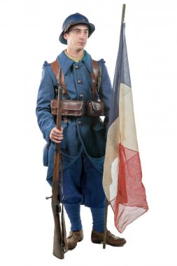 Beyaz bir arka plan üzerinde izole asker 1914 1918 Fransız