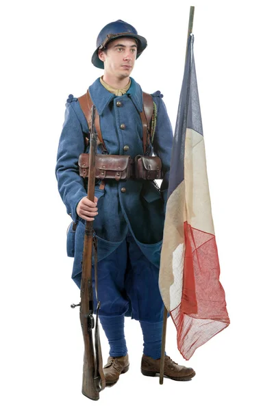 Soldat français 1914 1918 isolé sur fond blanc — Photo