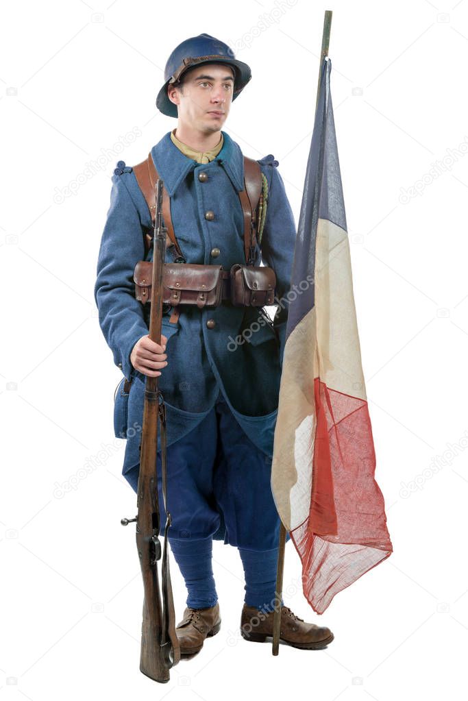 French soldier 1914 1918 isolated on a white background