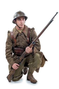 Beyaz arka plan üzerinde izole asker 1940 Fransız