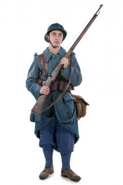 Beyaz bir arka plan üzerinde izole asker 1914 1918 Fransız