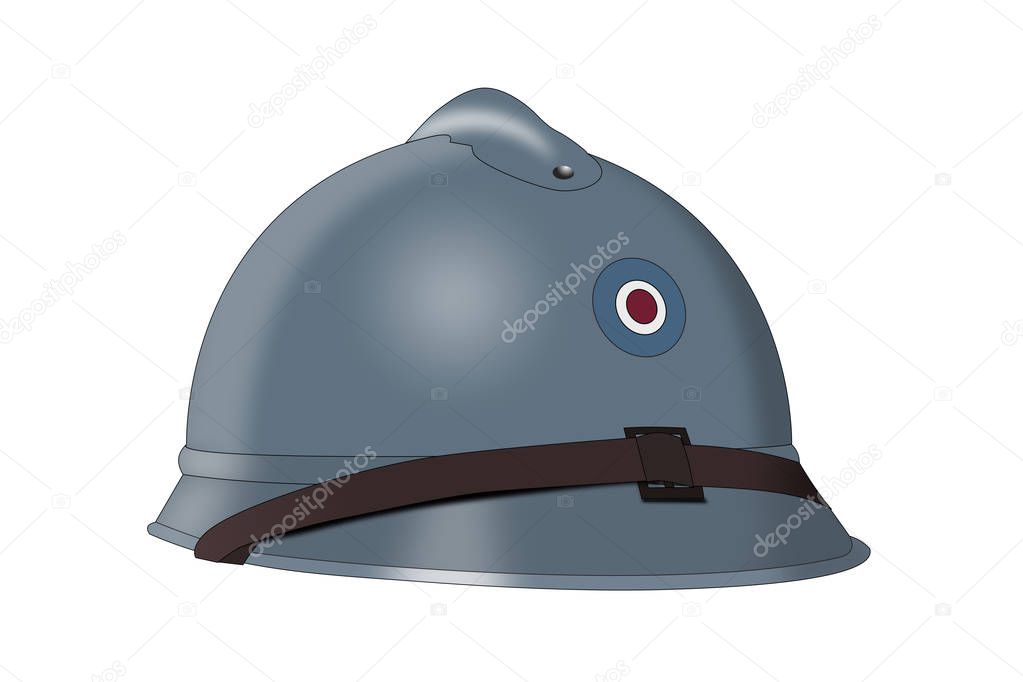 french military helmet of the First World War isolated on white 