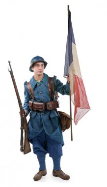 Beyaz arka plan üzerinde izole asker 1914 1918 Fransız