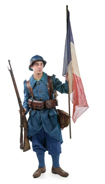 French soldier 1914 1918 isolated on white background — Stock Photo, Image