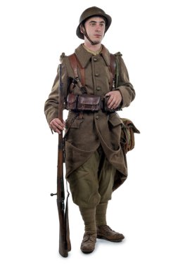 Beyaz arka plan üzerinde izole asker 1940 Fransız