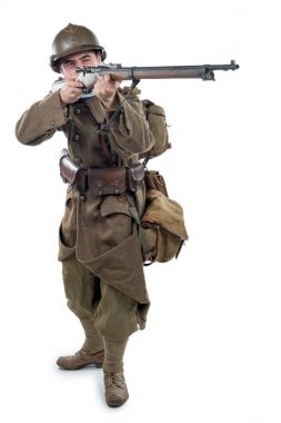 Beyaz arka plan üzerinde izole asker 1940 Fransız