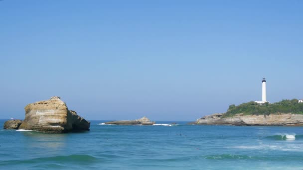 Una Hermosa Vista Del Faro Biarritz Francia — Vídeo de stock