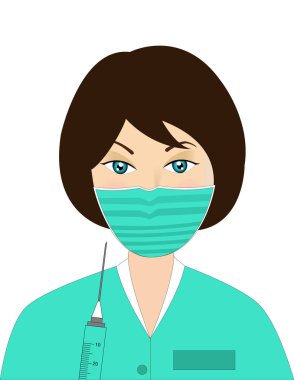 genç hemşire enjeksiyon beyaz arka plan üzerinde hazırlanıyor