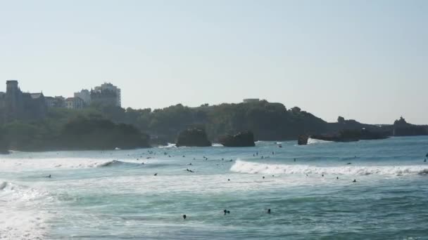 Ondas Praia Biarritz Sudoeste França — Vídeo de Stock