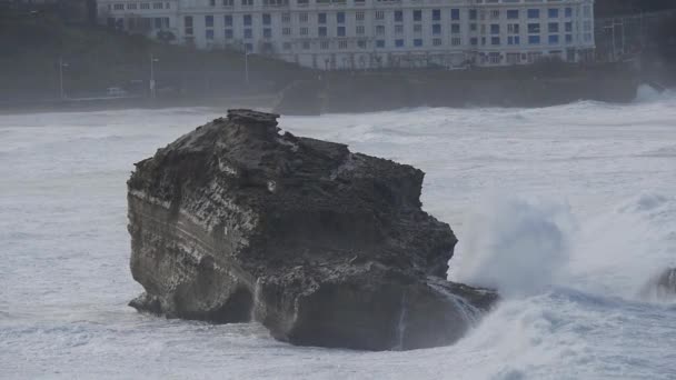 Ozean Sturmwetter Mit Riesigen Wellen Biarritz Frankreich — Stockvideo
