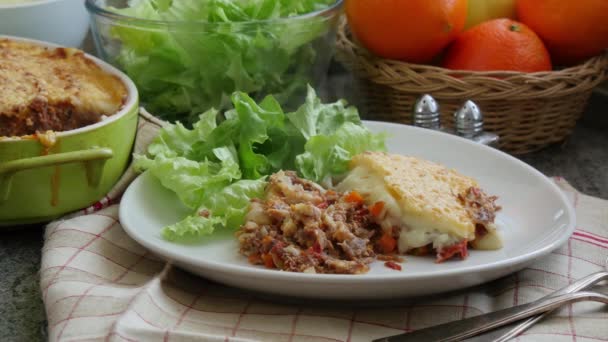 Hachis Parmentier Franse Keuken — Stockvideo