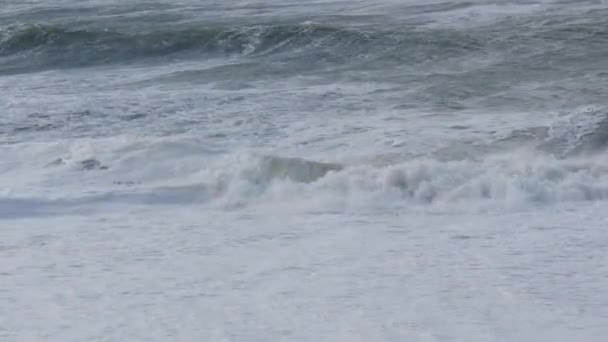 Oceaan Storm Weer Met Enorme Golven Biarritz Frankrijk — Stockvideo
