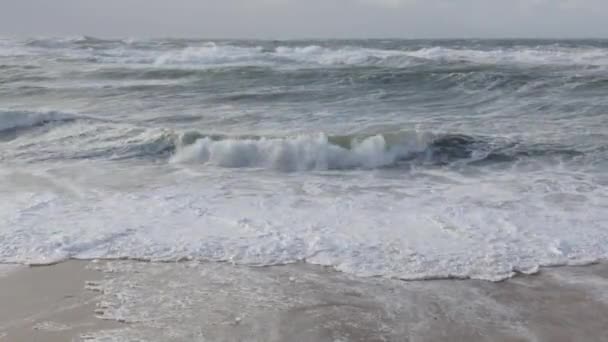 Oceaan Storm Weer Met Enorme Golven Biarritz Frankrijk — Stockvideo