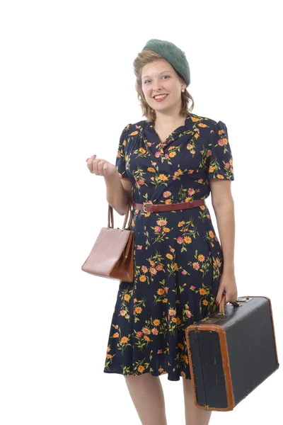 Mooie vrouw met kleren 1940 — Stockfoto